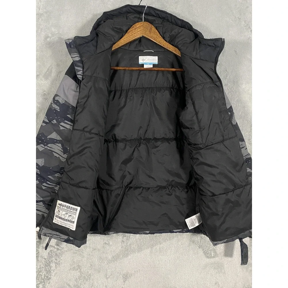 Columbia Ski Jacket‎ Youth L 14/16 Gray Camo Hooded Insulated Outgrown Snow Coat